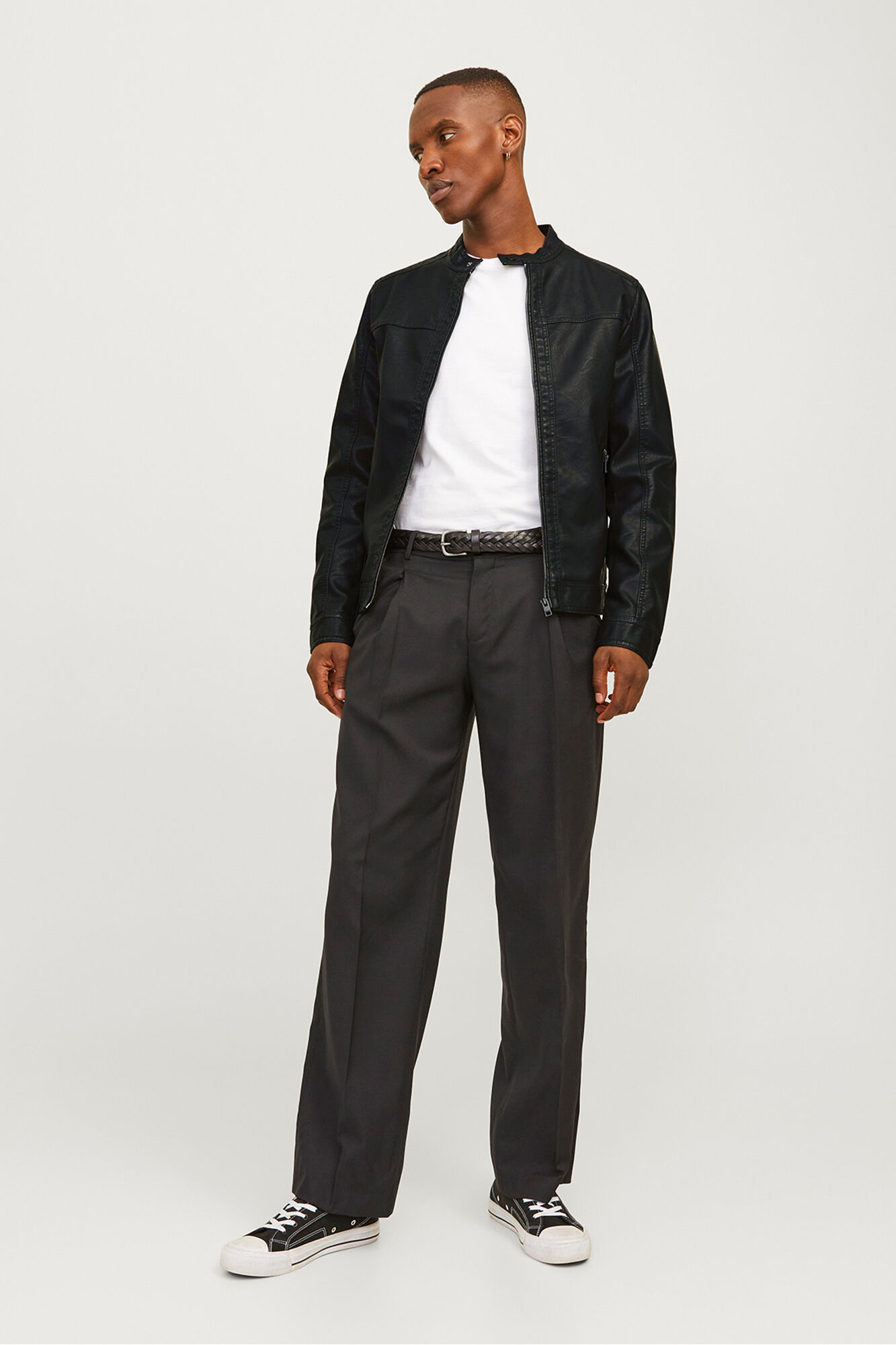 Jack & Jones Chamarra motera simil piel negro