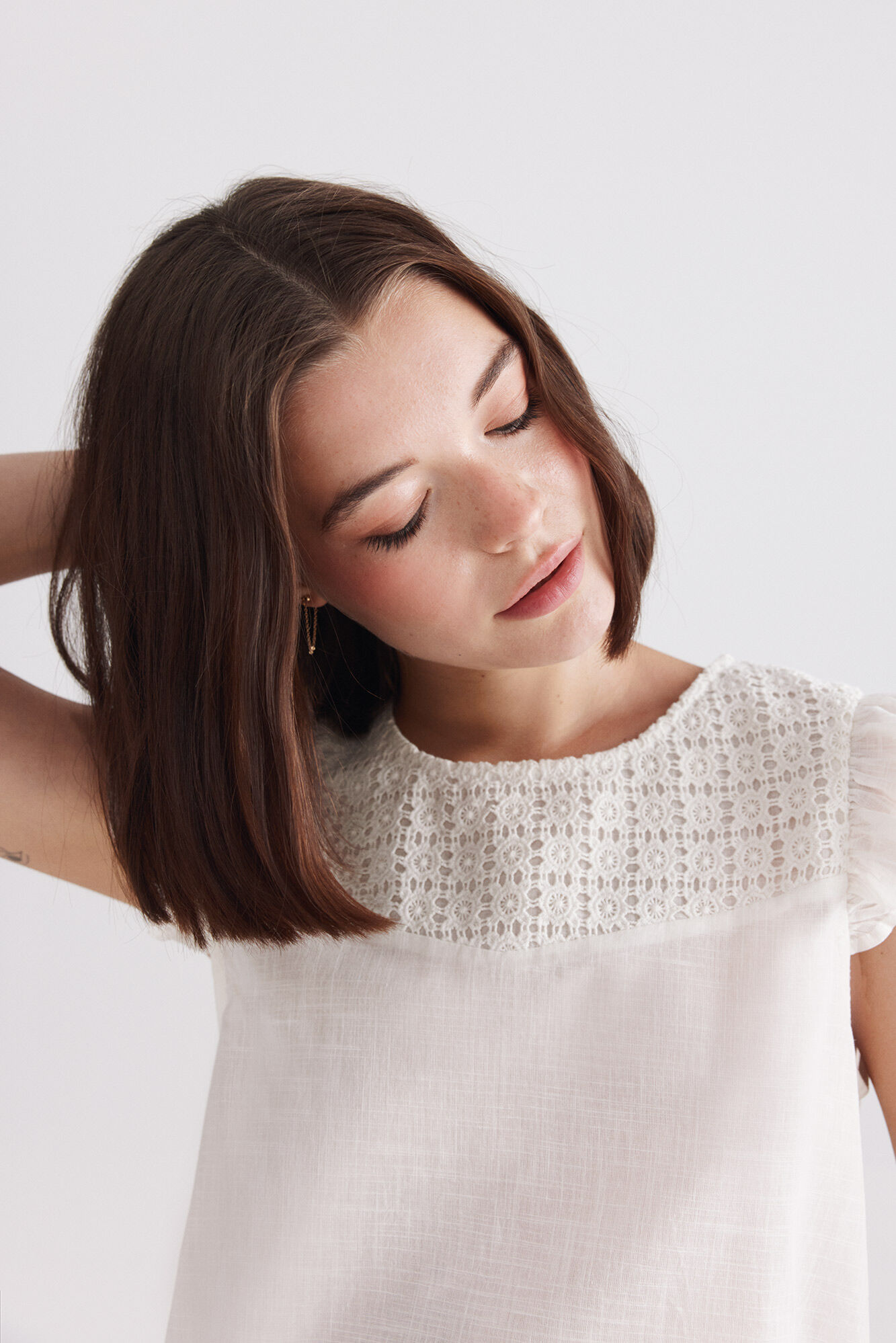Springfield Blusa de crochet con volantes