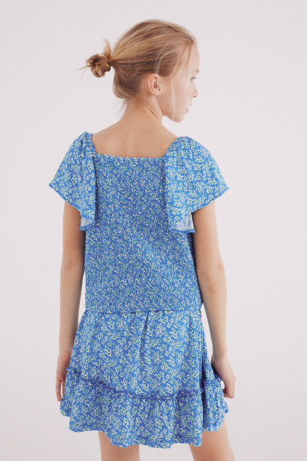Springfield Kids Top volantes estampado niña  azul indigo