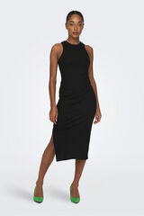 Springfield Vestido midi canalé negro