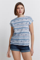 Springfield Playera de manga corta estampada azul mezcla
