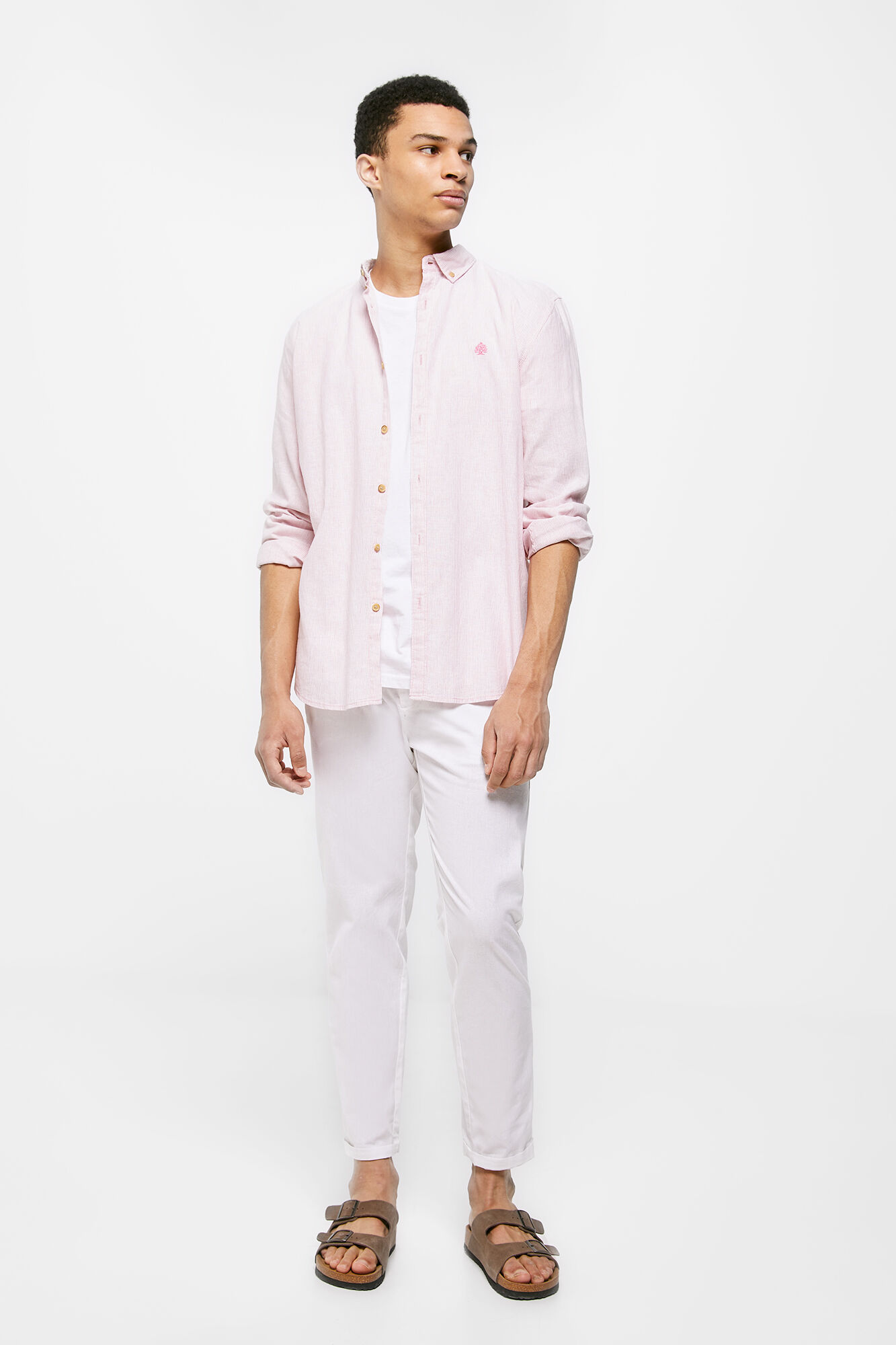 Springfield Camisa lino rayas rosa