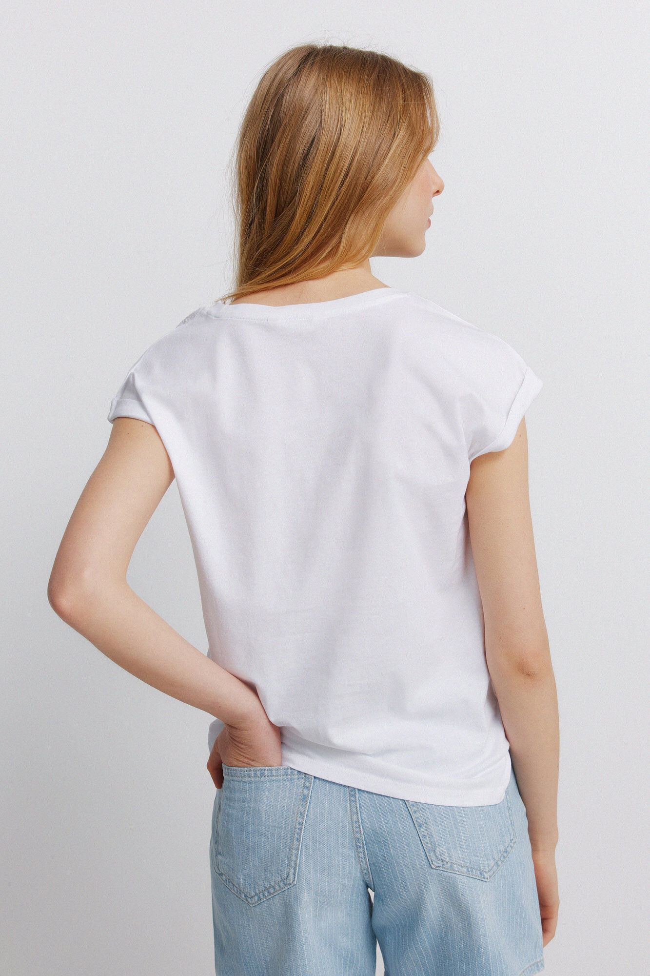 Springfield Playera de crochet de hombro natural