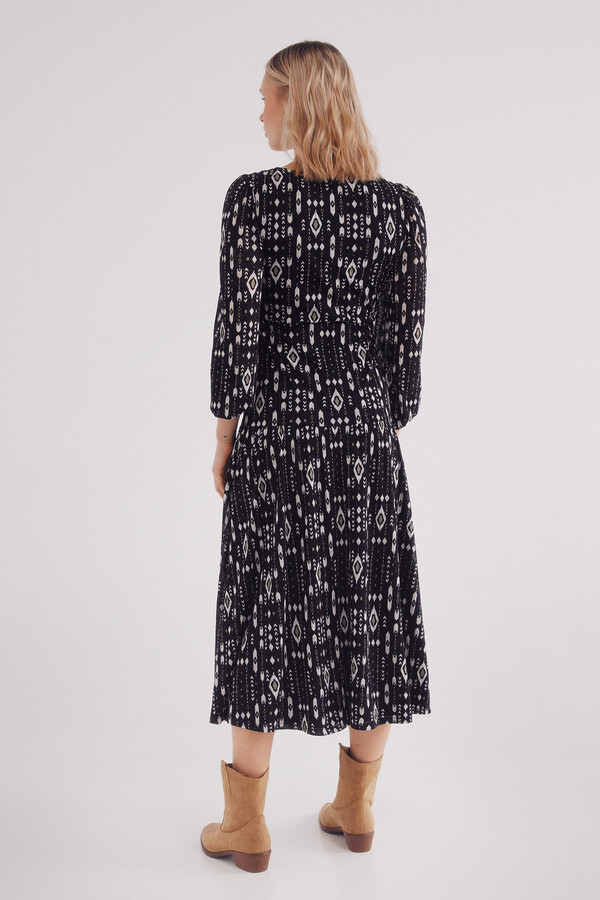 Springfield Vestido midi estampado geométrico negro