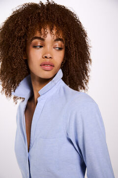 Springfield Camisa oxford escote pico azul mezcla