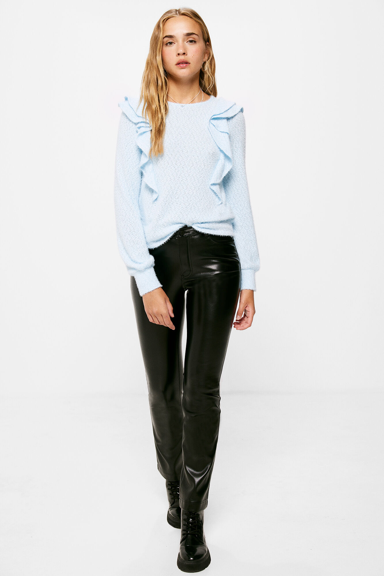 Springfield Playera Chenilla Volantes azul mezcla