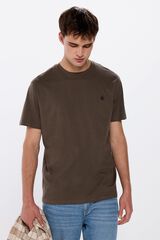 Springfield Playera básica cuello redondo café