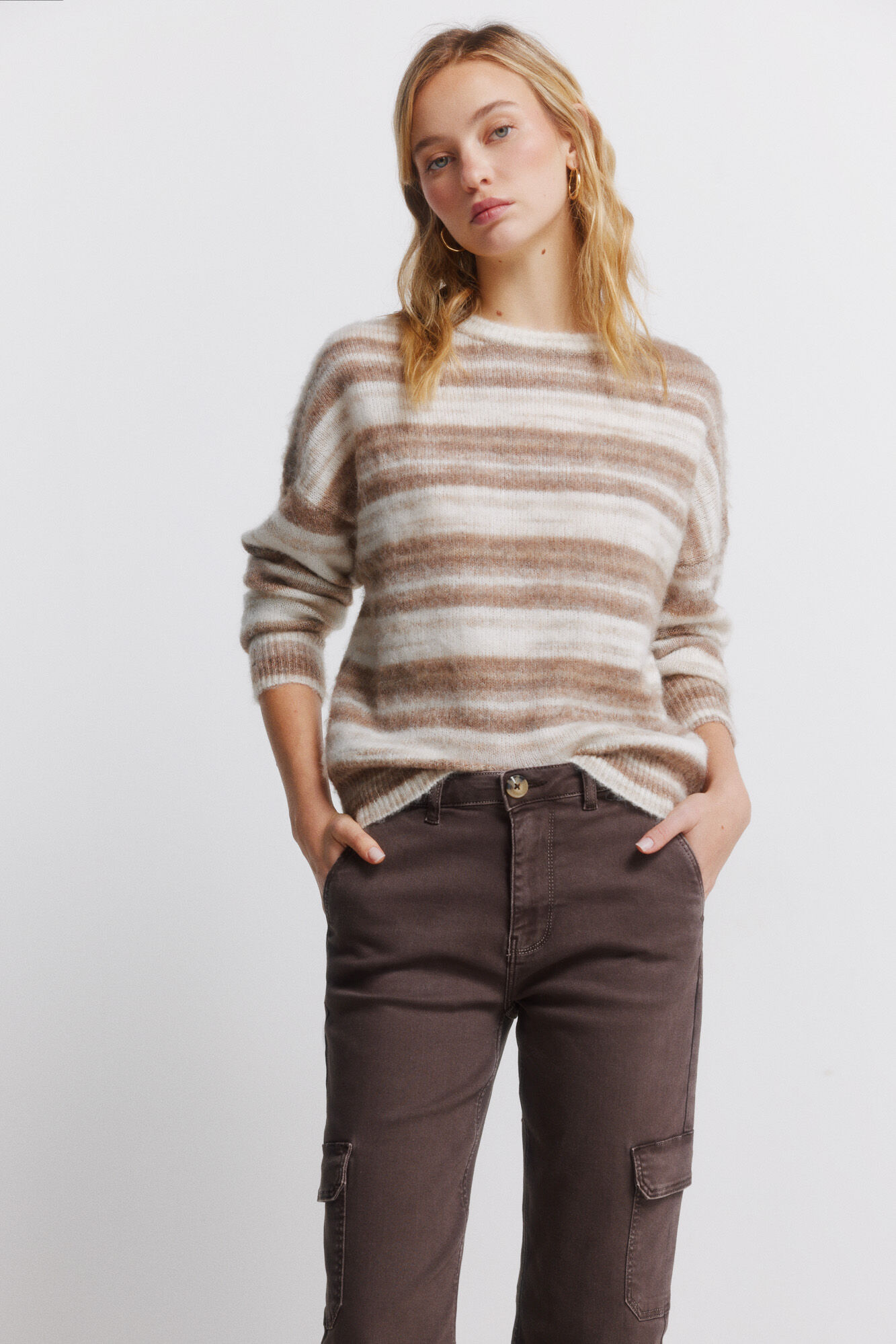 Springfield Pantalones cargo de algod&oacute;n caf&eacute;