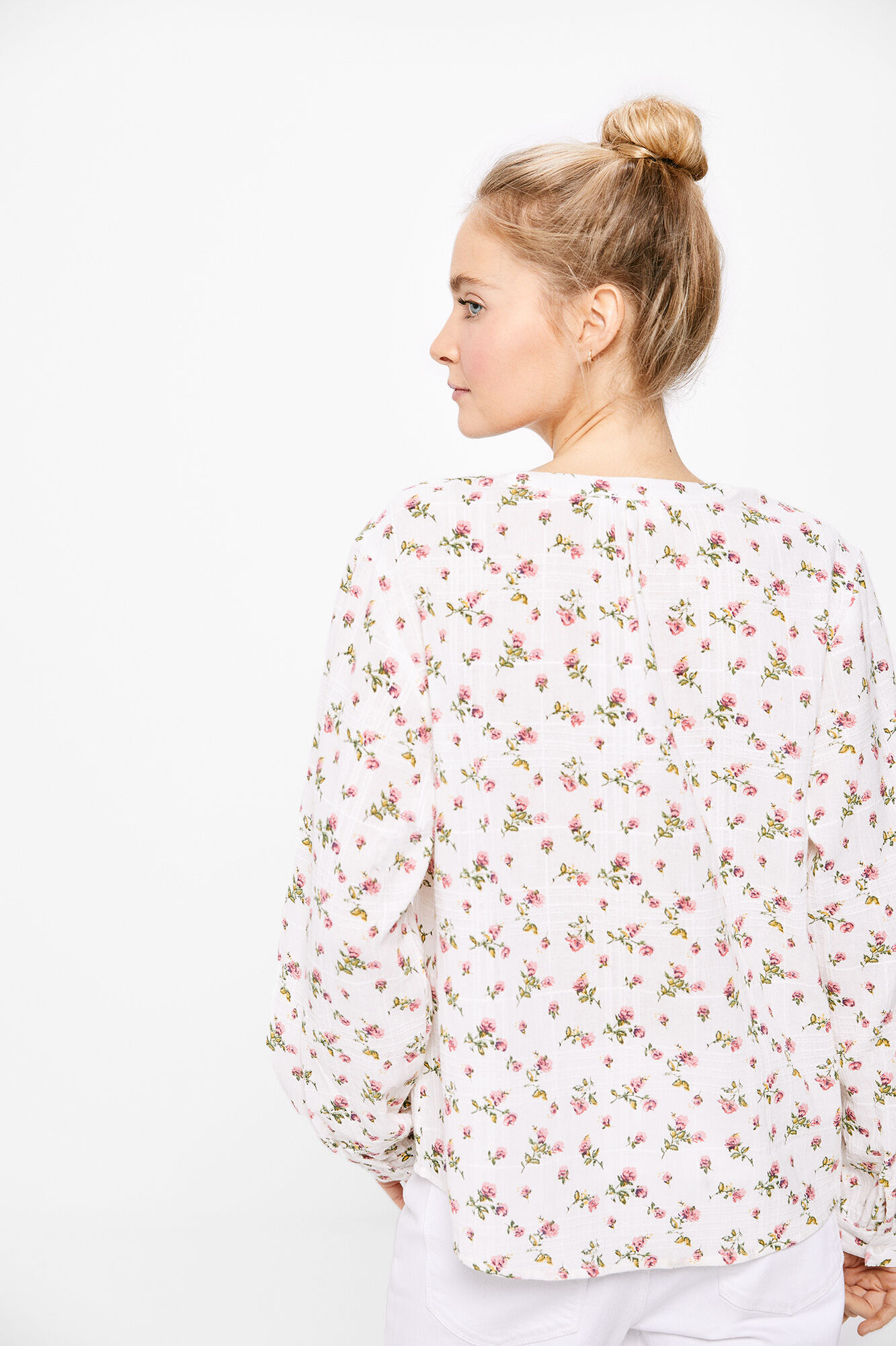 Springfield Blusa Flores Algod&oacute;n beige