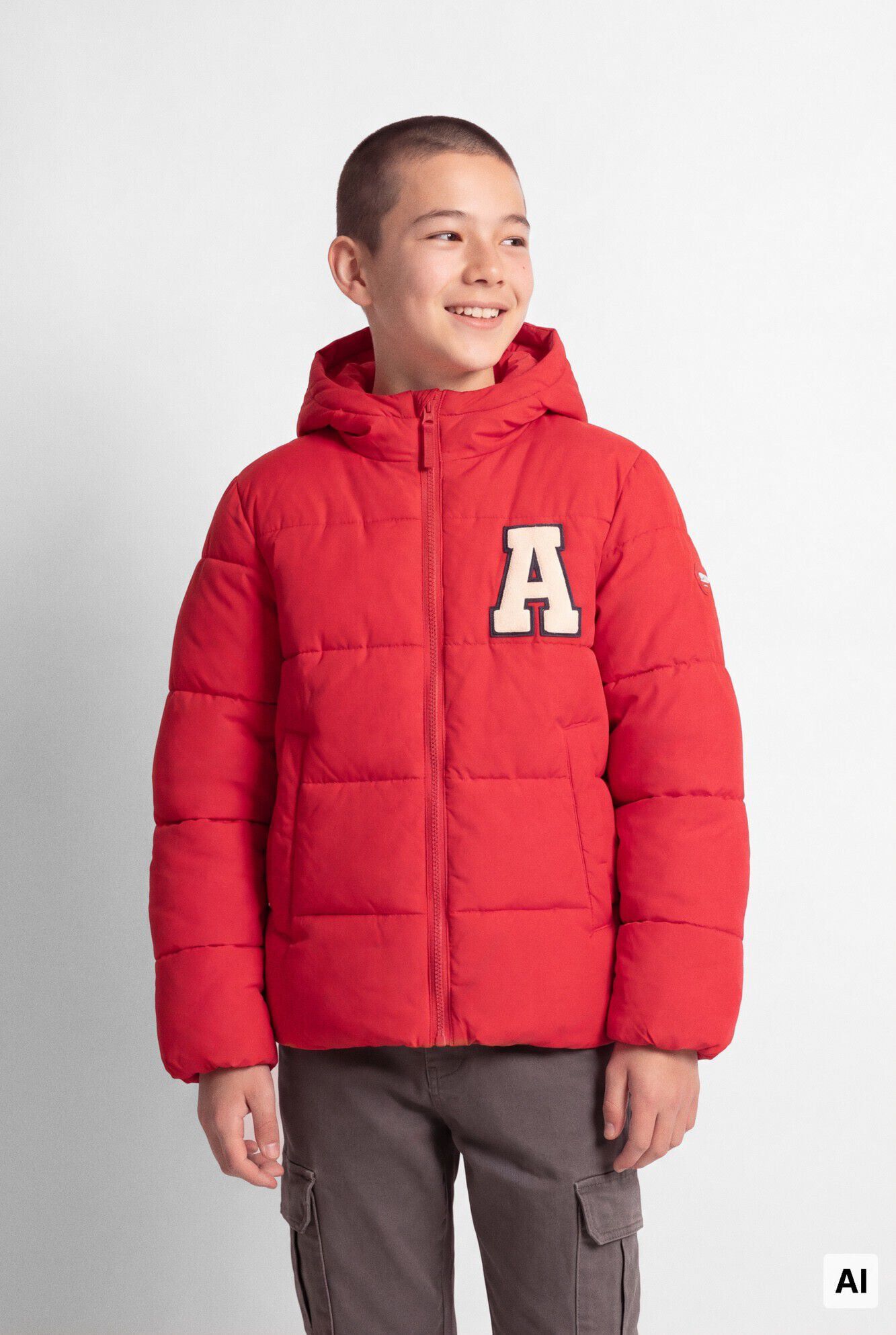 Springfield Kids Chamarra acolchada puffa parche ni&ntilde;o rojo