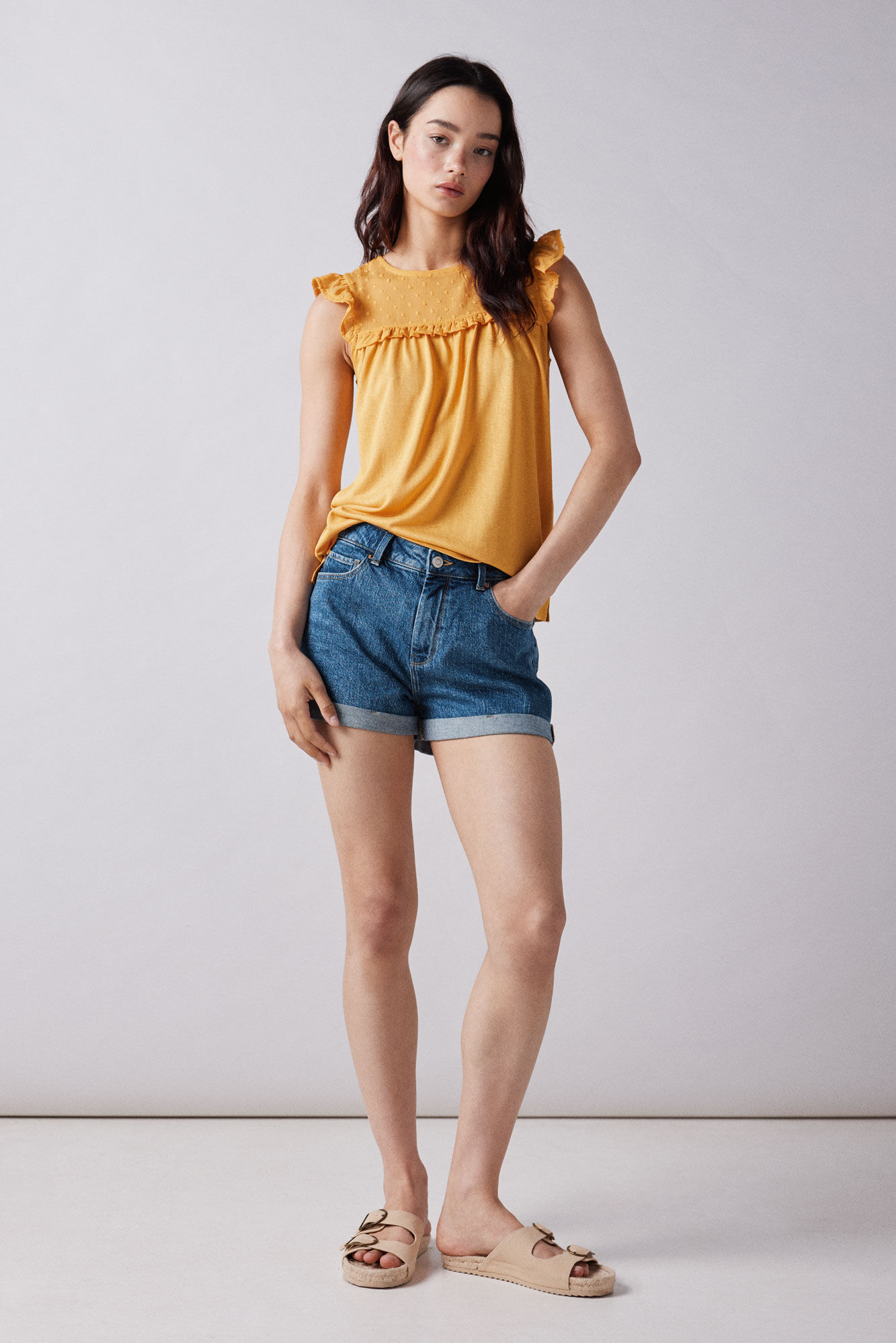 Springfield Playera combinada plumet&iacute; amarillo