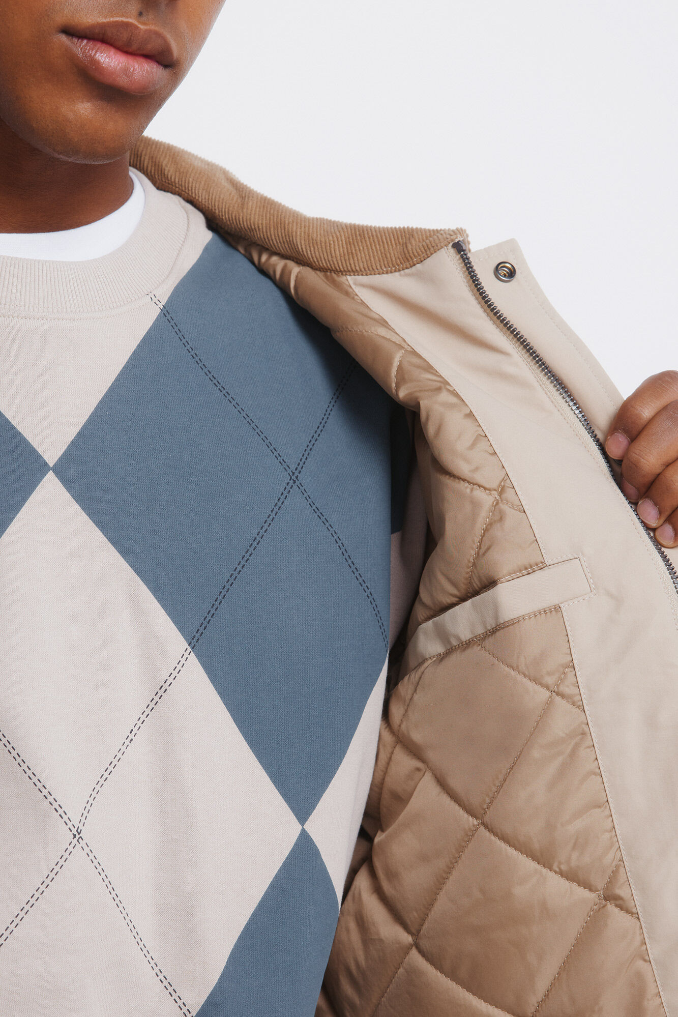 Springfield Chamarra de cuello de pana beige