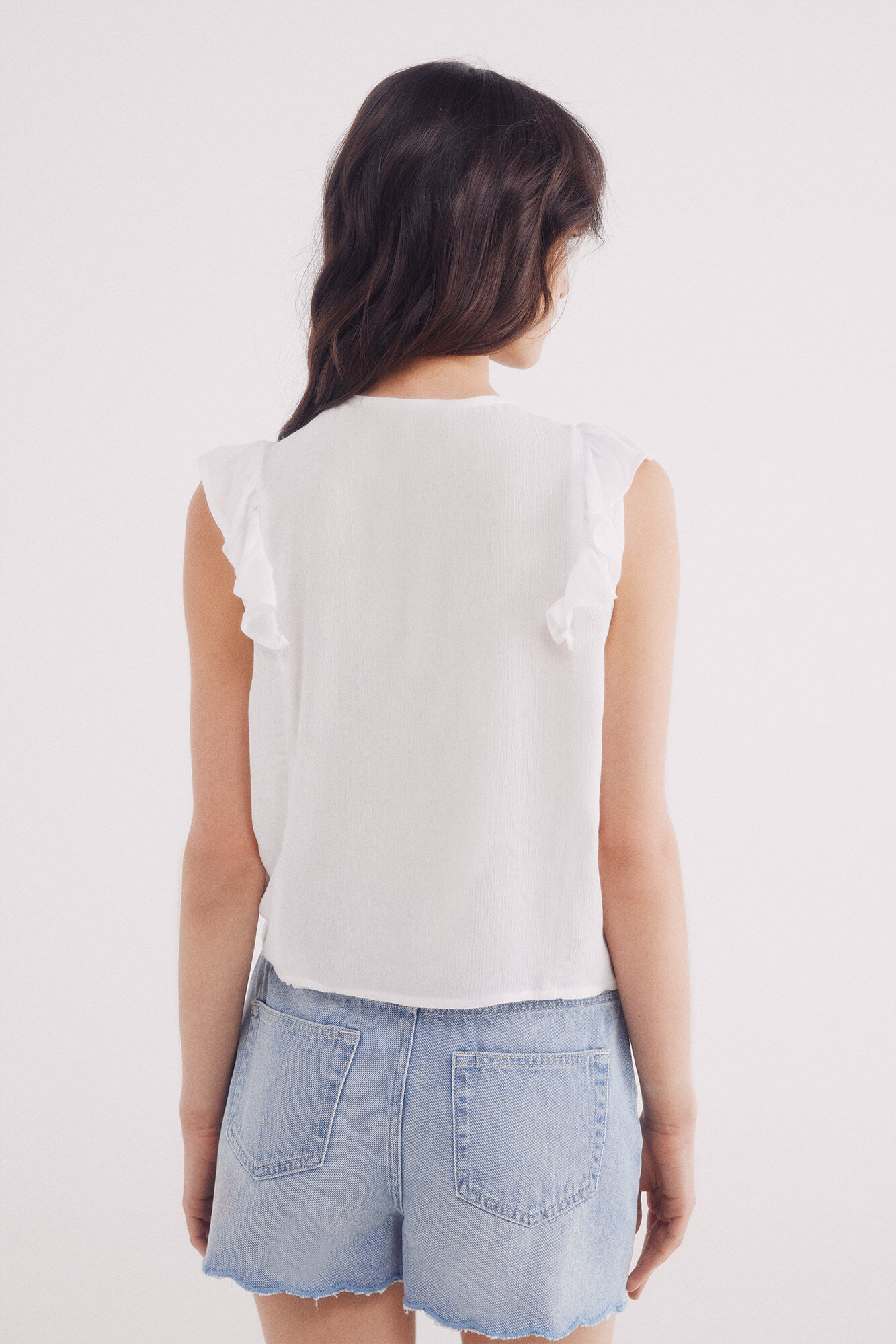 Springfield Blusa de nido de abeja con botones natural