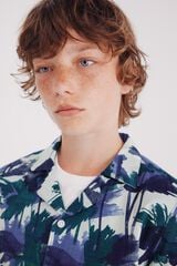 Springfield Camisa flores niño azul indigo