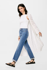 Springfield Cardigan Largo Calados beige