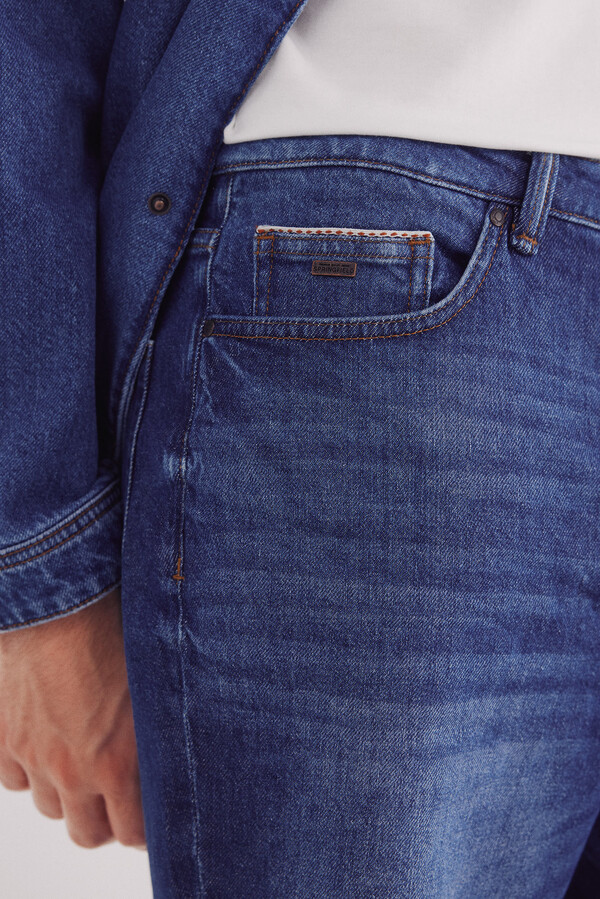 Springfield Bermudas denim lavado medio oscuro regular fit azulado