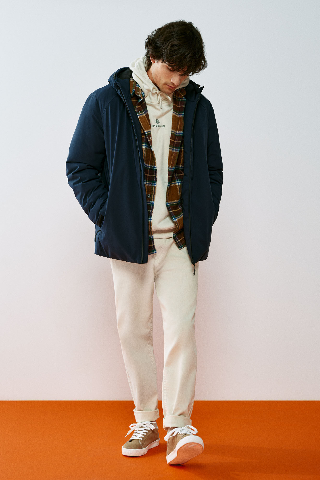 Springfield Parka corta t&eacute;cnica acolchada azul