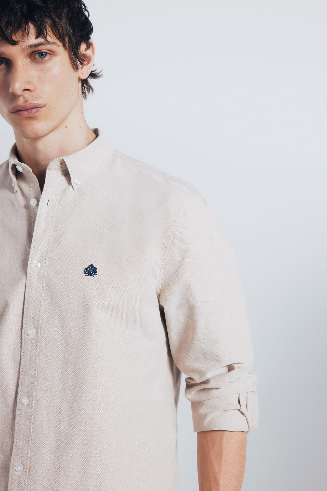 Springfield Camisa Oxford beige