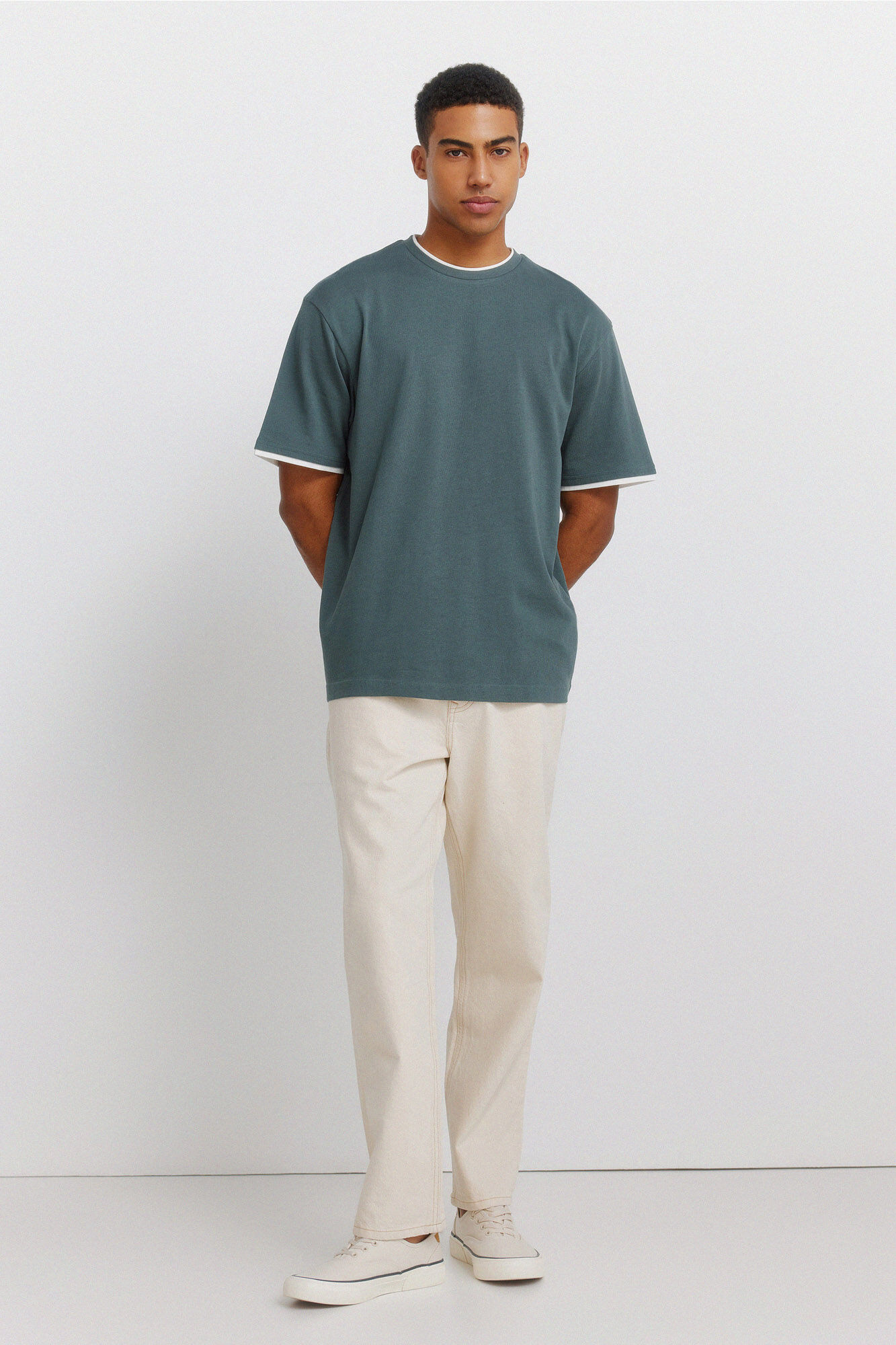 Springfield Playera cuello doble turquesa