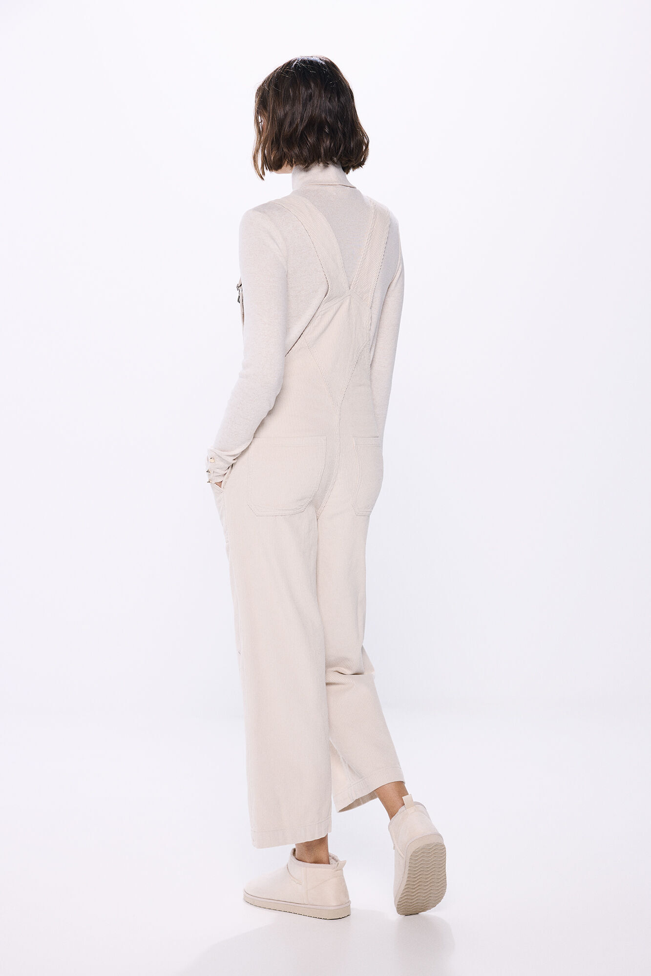 Springfield Jumpsuit tirantes pana beige