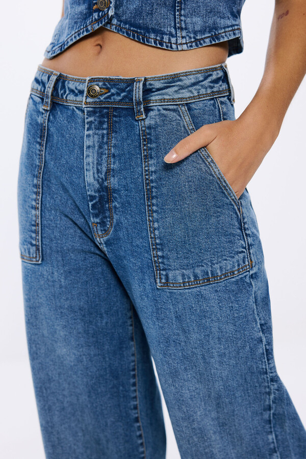 Springfield Jeans bolsillos culotte  azul