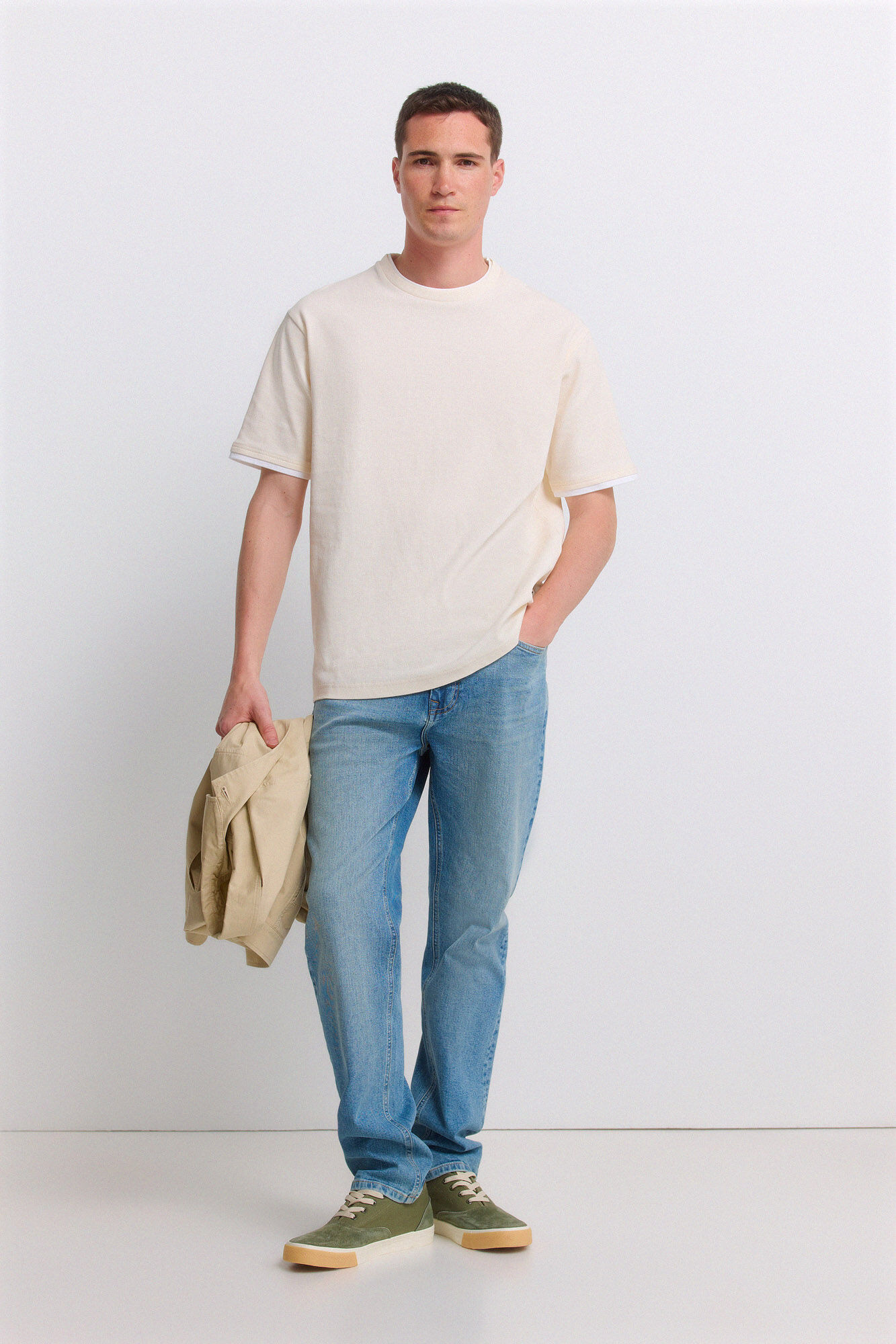 Springfield Playera de tela waffle doble blanco