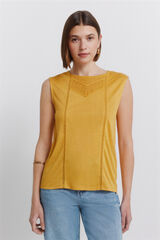 Springfield Playera sin mangas crochet amarillo