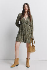 Springfield Vestido corto estampado verde khaki