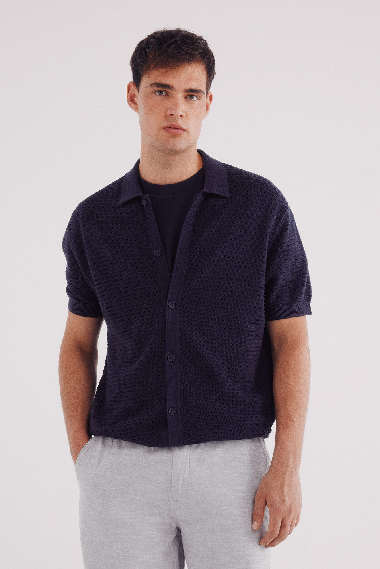 Springfield Bermuda chambray comfort slim fit azul