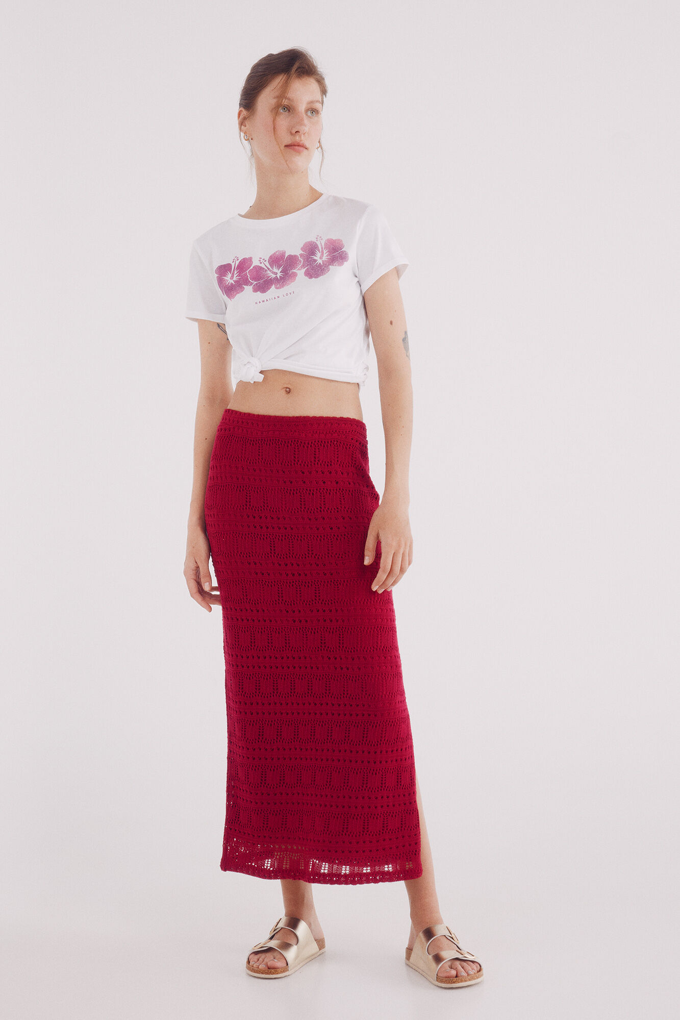 Springfield Falda crochet midi p&uacute;rpura