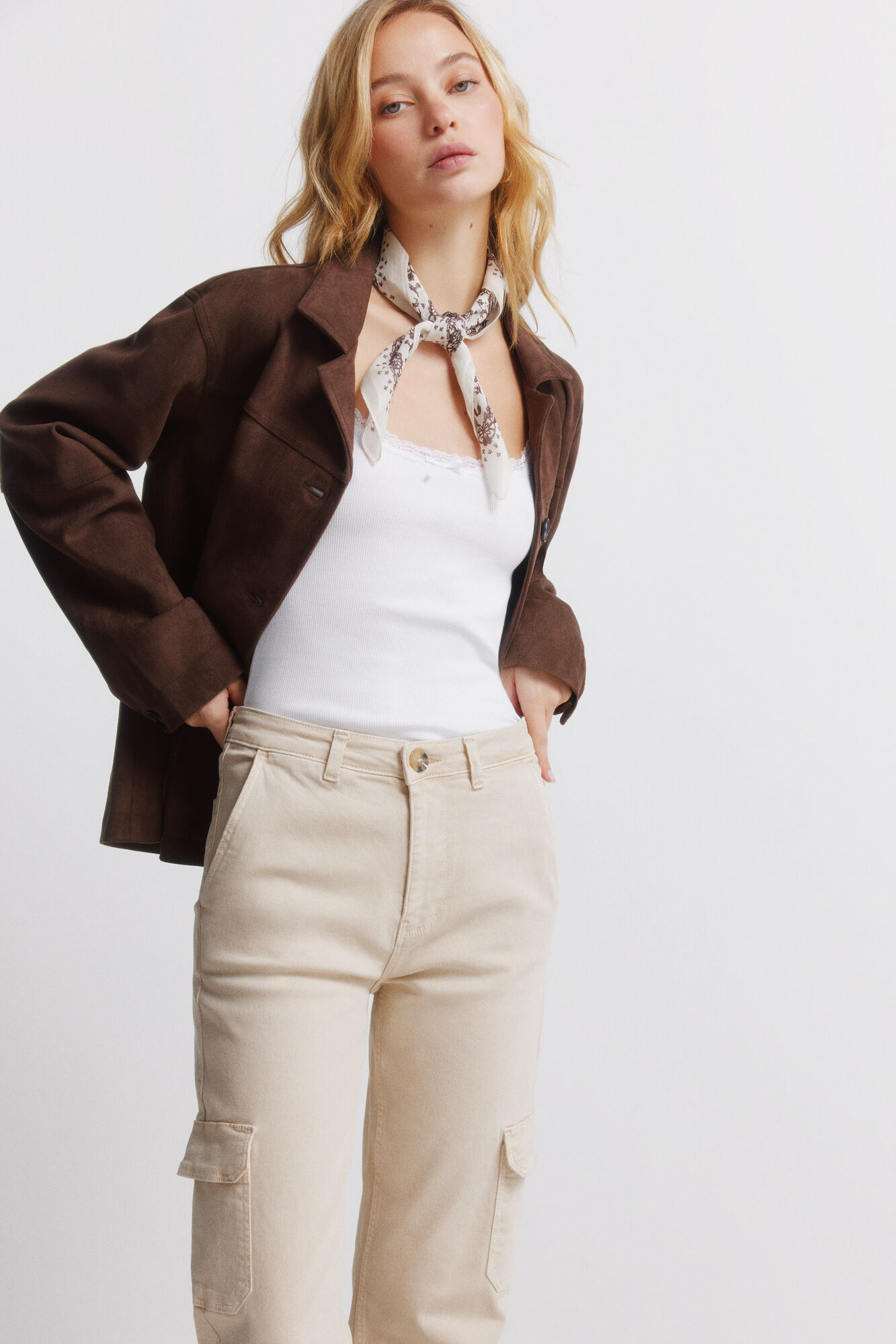 Springfield Pantalones cargo de algod&oacute;n beige