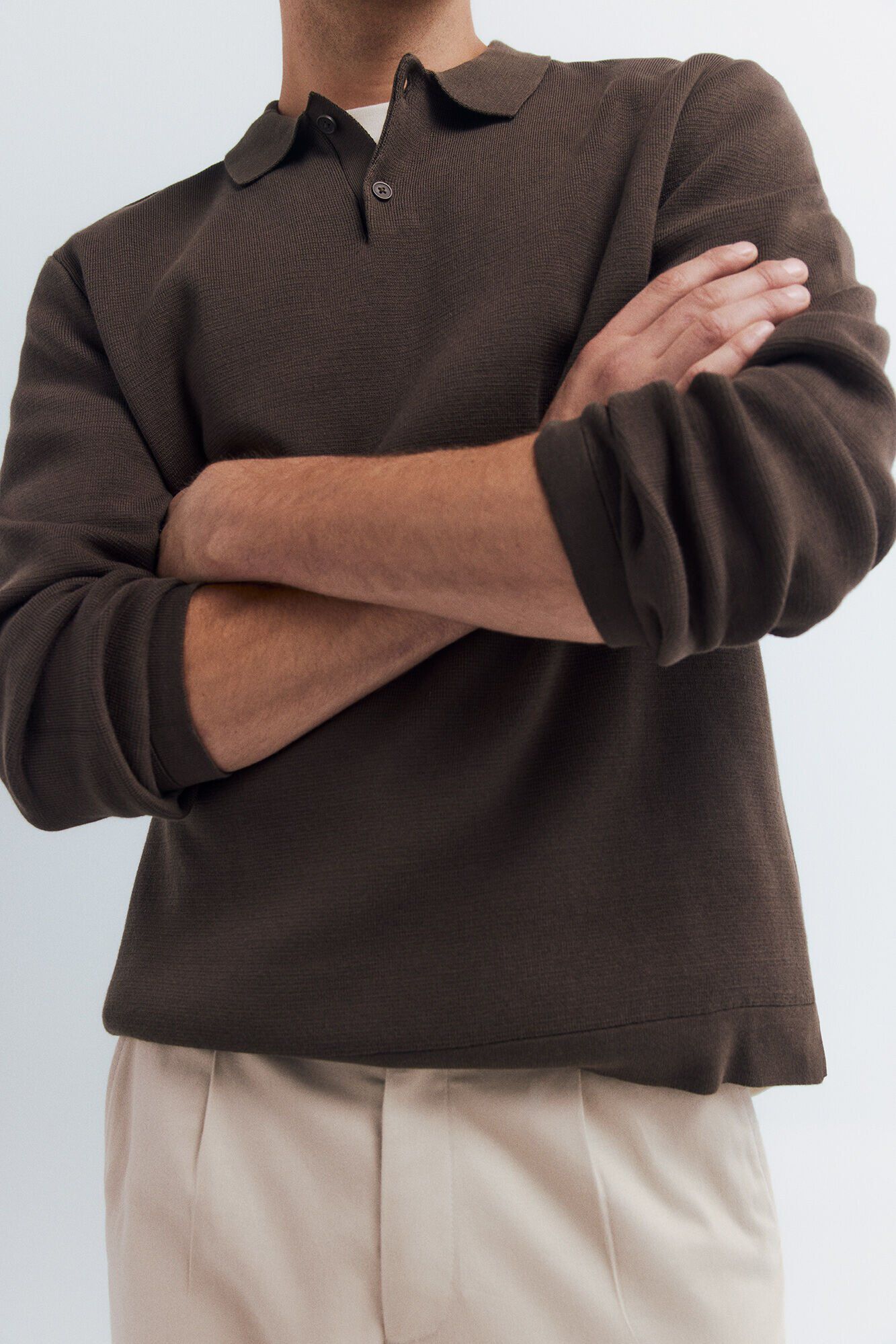 Springfield Jersey de cuello polo con botones estampado