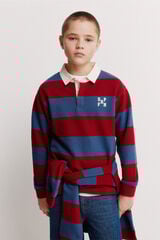 Springfield Kids Polo rugby a rayas para ni&ntilde;o rojo