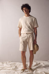 Springfield Bermuda lino cargo comfort fit blanco