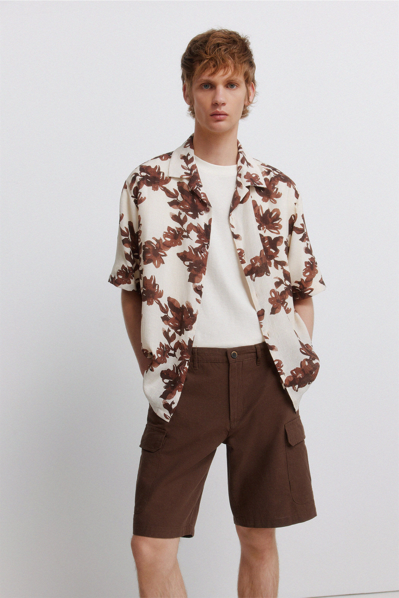 Springfield Bermudas cargo de lino comfort fit estampado