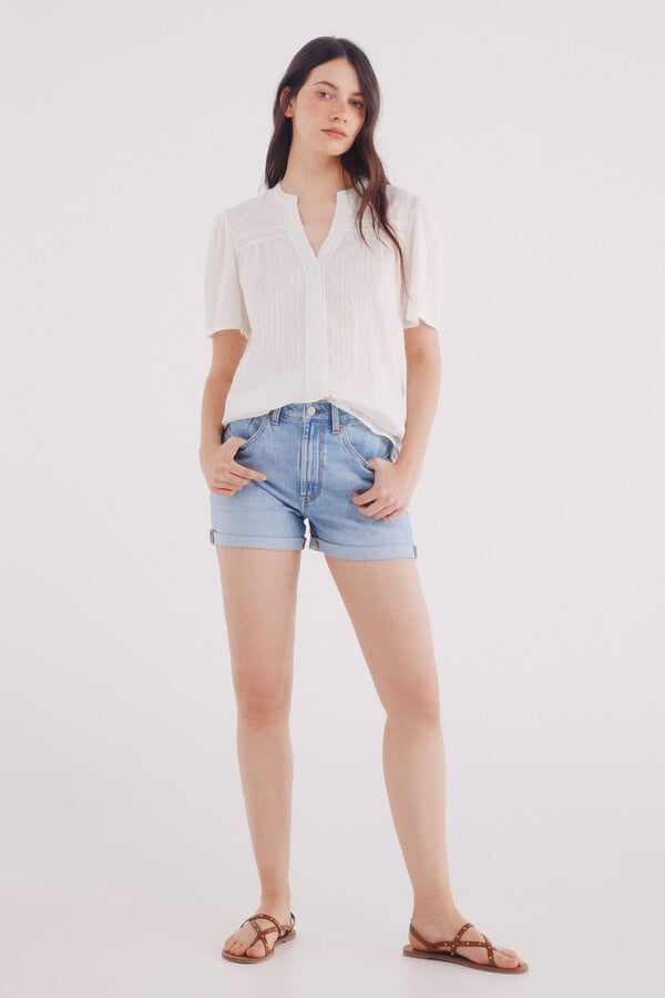 Springfield Blusa romántica lace marfil