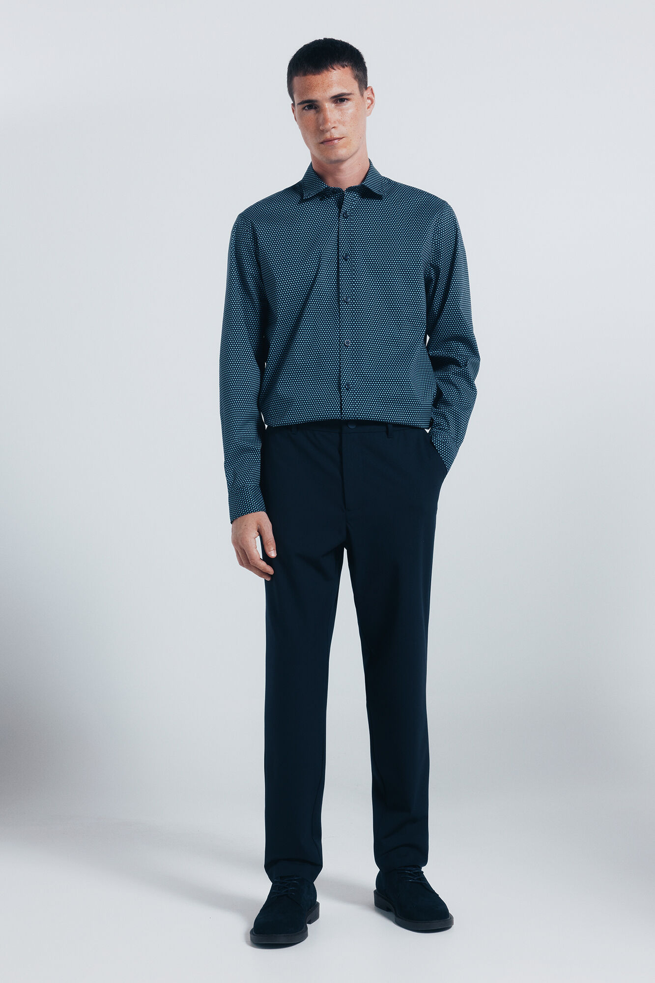 Springfield Camisa de popel&iacute;n con estampado azul