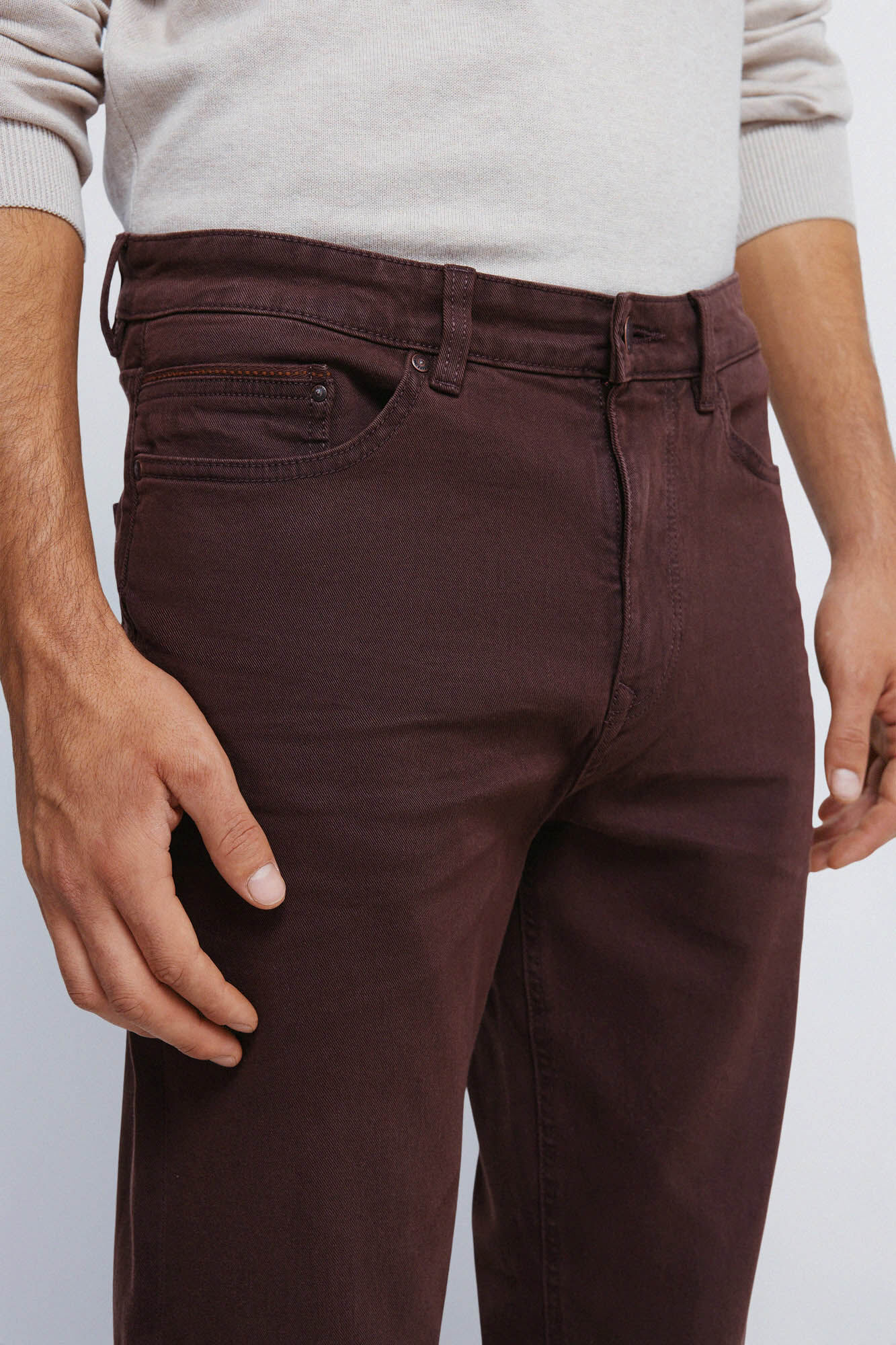 Springfield Pantal&oacute;n slim fit de 5 bolsillo caf&eacute;