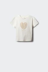 Springfield Kids Playera de crochet con coraz&oacute;n para ni&ntilde;a marfil