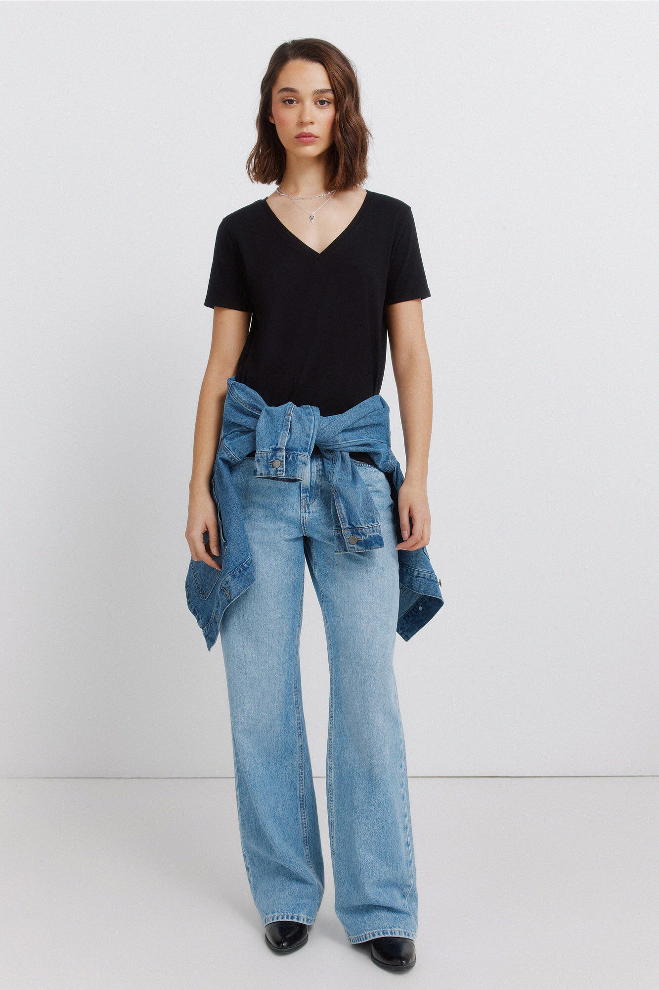 Springfield Playera b&aacute;sica cuello en pico de algod&oacute;n