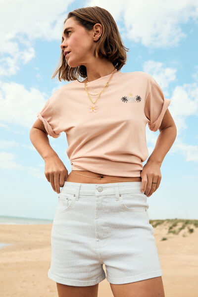 Springfield Shorts jeans rayas marfil