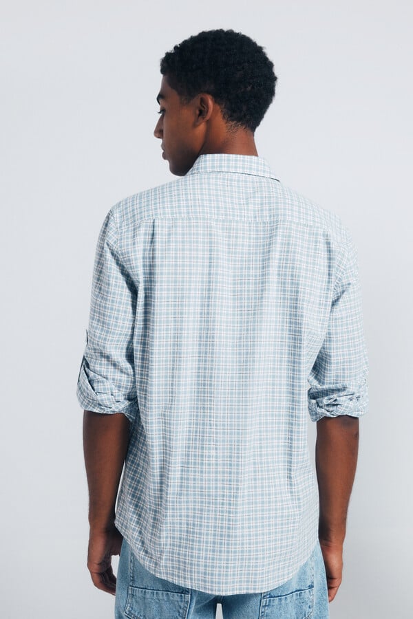 Springfield Camisa de algodón flameado azul