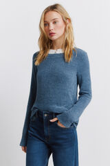 Springfield Playera chenilla cuello combinado azulado