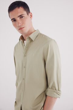 Springfield Camisa estructura tinte en prenda kaki