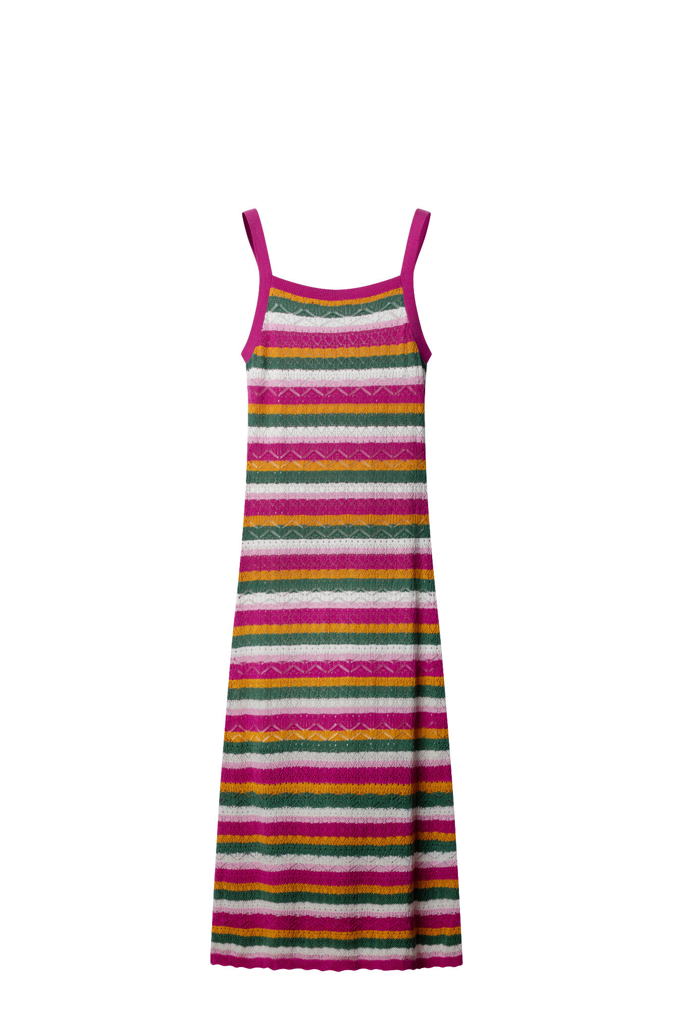 Springfield Vestido midi de tejido multicolor fucsia
