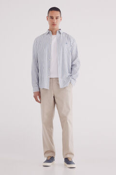 Springfield Camisa rayas algodón slub azulado