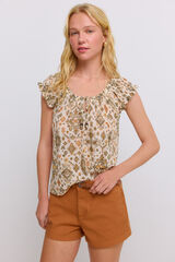 Springfield Top de crochet con flecos beige