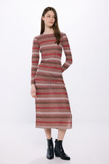 Springfield Vestido midi cenefas zigzag beige
