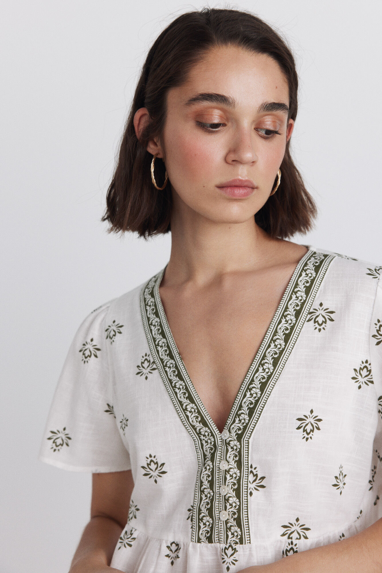 Springfield Camisa peplum con detalles en el escote