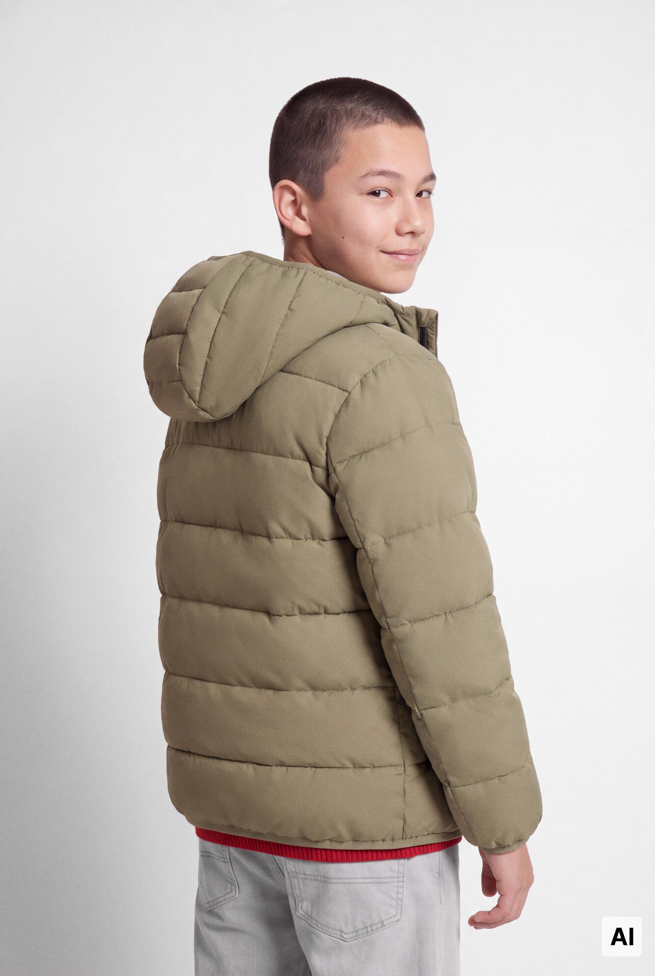 Springfield Kids Chamarra acolchada puffa a cuadros para ni&ntilde;o khaki